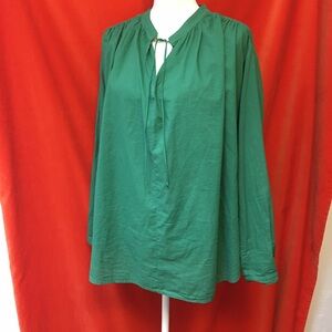Xirena relaxed cotton ameli top tie neck enamel green size large